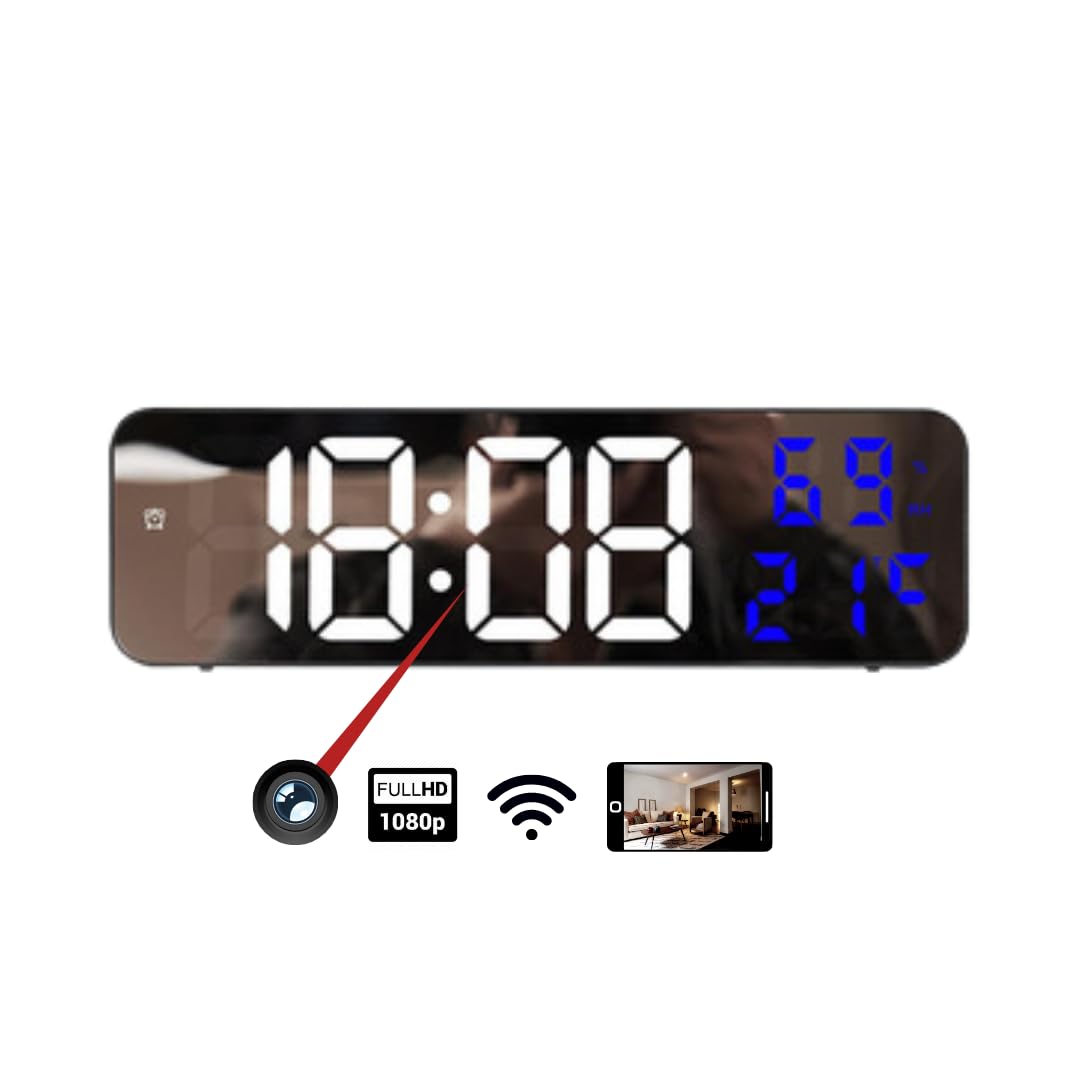 Reloj despertador digital digital con cámara espía Ultra HD 4K WiFi