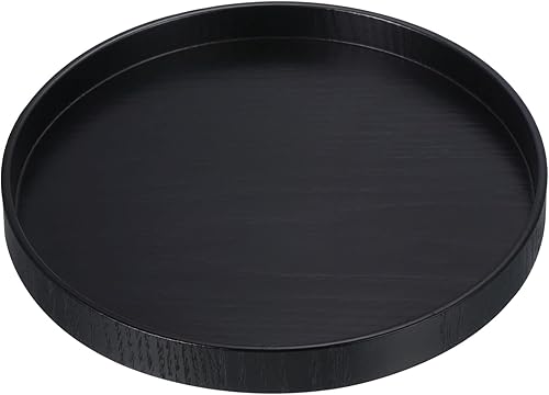PATIKIL Bandeja de madera para servir de 8 pulgadas, bandeja decorativa redonda para decoración del hogar, cocina, mesa, portavelas, color negro