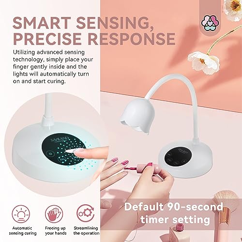 Image of SAVILAND Intellisense Nail Lamp-30W Gel X Lamp Mini Cordless Nail Lamp for Gel Nail Polish, Rechargeable LED Flash Cure Lamp Gel Nails Quick Drying Goosenecks U V Lamp for Nail Salon Home DIY Manicure