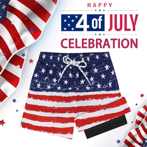 Zando Boys 4th of July Swim Trunks Boys Swim Trunks Size 10-12 Swimsuit Boy Toddler Boy Swim Shorts Toddler Bathing Suit Boy Quick Dry Swimwear American Flag 10-12 Years4