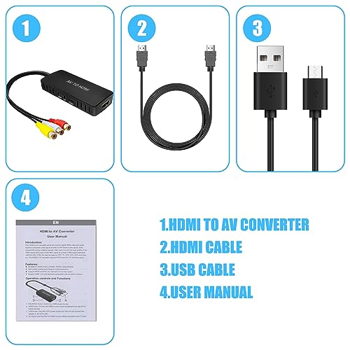 Sporgo Convertitore RCA a HDMI: adattatore AV a