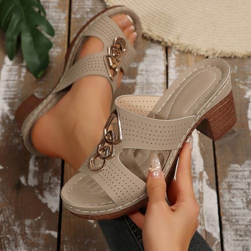 Sandales de plage confortables avec talons carrés stables - 7