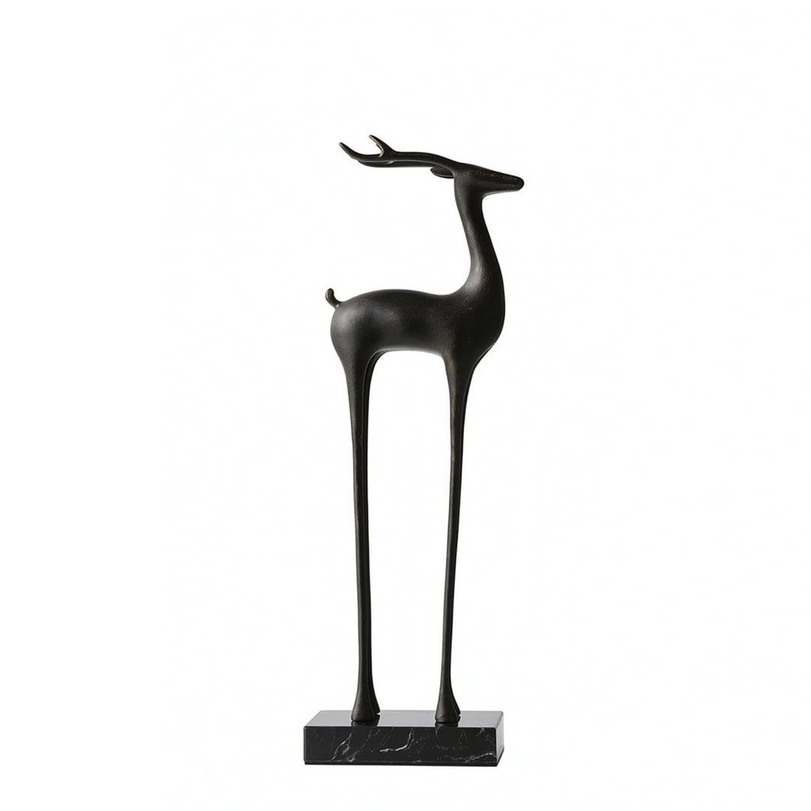Figura Ciervo Coleccionable Estatuilla Ciervo Suave Figura con Peana para Estantería, Consola, Rojo, 16 7 45CM