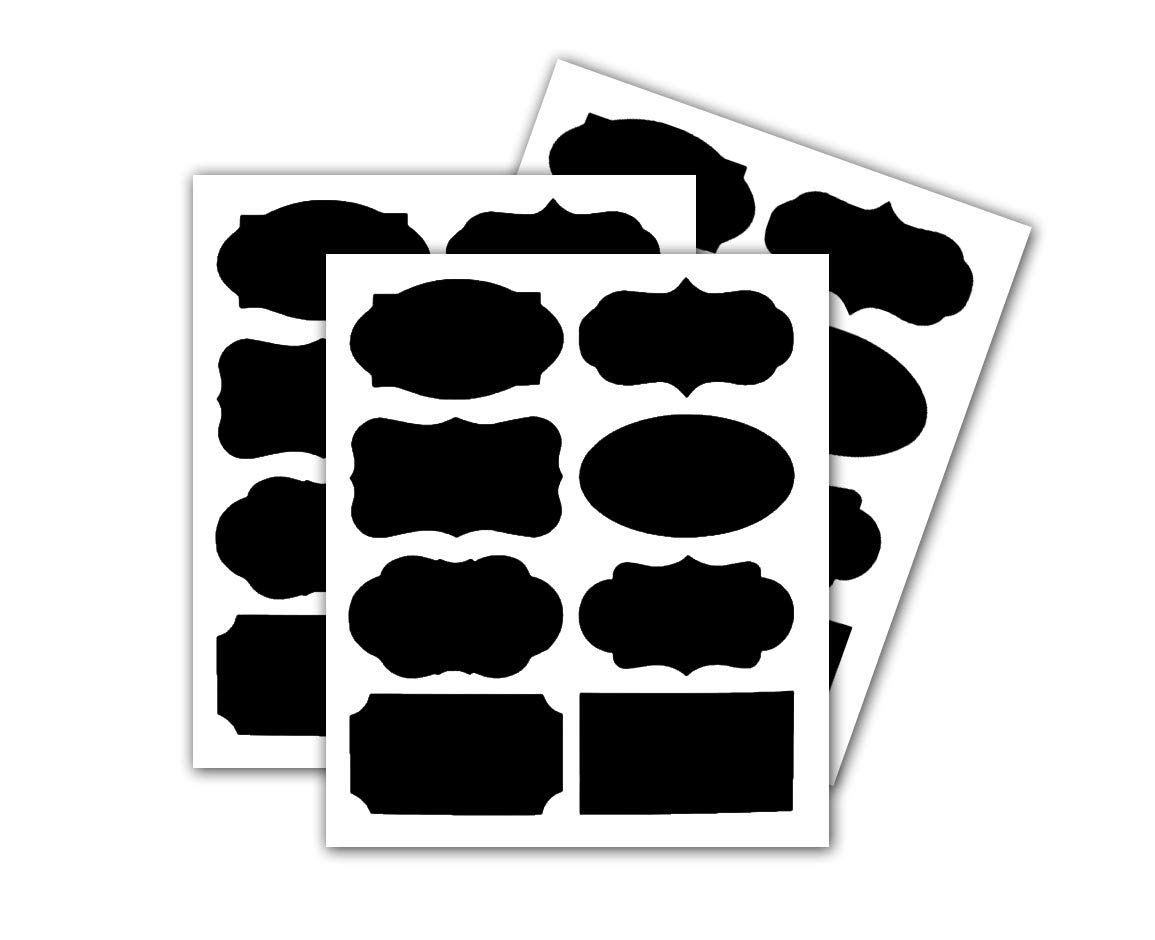 96 Pieces Waterproof Chalkboard Reusable Labels with Pen for Mason Jars Glass Bottle, Decals Craft, Kitchen Jar, Jars,Wine, Pantry Storage and More (5cm x 3.5cm, Black)