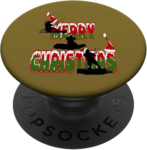 Miniatura 1 de Festive Merry Christmas Seasonal Holiday Kitesurfing PopSockets Standard PopGrip