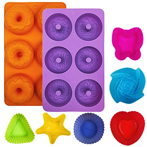 8 PCS Silicone Moulds Donut Maker, FineGood Silicone Muffin Baking Trays Mini Cupcake Case Silicone Cupcake Doughnut Moulds Cupcake Maker 8 PCS Silicone Moulds Donut Maker, FineGood Silicone Muffin Baking Trays Mini Cupcake Case Silicone Cupcake Doughnut Moulds Cupcake Maker