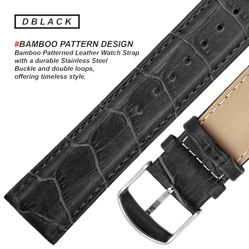 Image of DBLACK ''HIKRO'' Leather Watch Strap, Bamboo Design Full Padded Watch Belt / / For 18mm, 20mm, 22mm, 24mm, or 26mm Watch Band (Choose Your Size & Color)