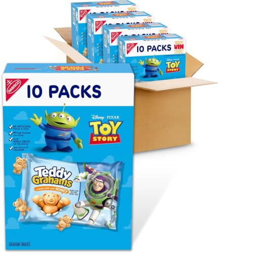TEDDY GRAHAMS Honey Graham Snacks, 40 Kids Snack Packs (4 Boxes)