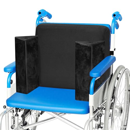 Wheelchair Back Support Cushion with Side Pillows,Ergonomic Lumbar Support for Long Sitting, High Density Foam Backrest for Pressure Relief, Adjustable Strap for Secure Fit, Removable Zipper Cover