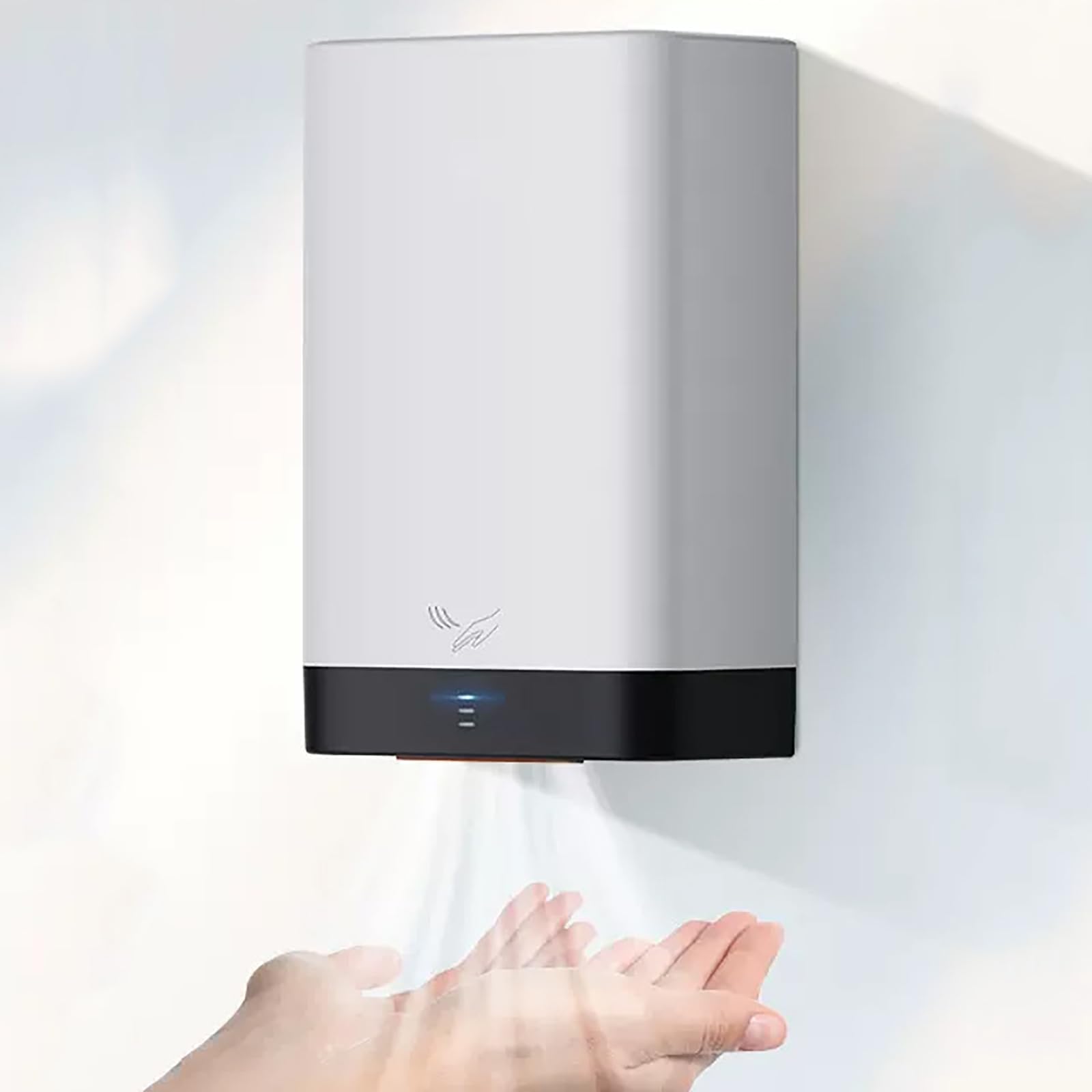 Automatyczne suszarki do rąk ścienne, suszenie rąk w łazience 10-15 s szybkie suszenie 900 W mocna suszarka do rąk, komercyjna lub domowa automatyczna elektryczna suszark，White