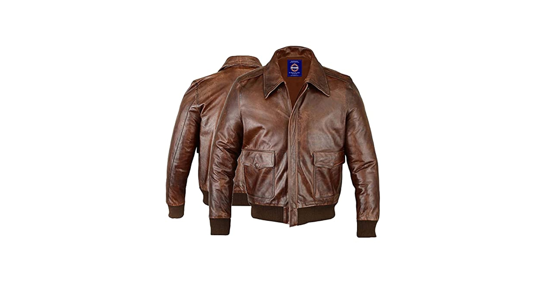 マ*サ様 新品❕　A-2 short leather bomber jacket AstitchIn New Men's Fashion Air Force A-2 Flight Bomber