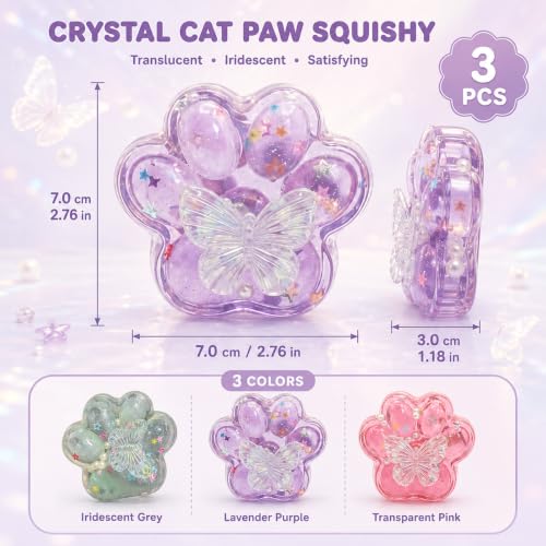 Image of 3PCS Taba Squishy Cat Paw, Taba Squishy for Relaxing Sensory Fidget Pinch Family for Kids Cat Paw Squeeze Cute Beautiful Cat Paw (REEEN)