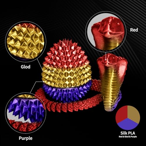 Image of Silk Tri Color PLA Filament 3D Printer 1.75mm, Rainbow PLA 3D Printer Filament 1kg (2.2lbs), No Clog, Neatly Wound, Dimensional Accuracy + /- 0.02mm, for Most FDM 3D Printers, Red Gold Purple