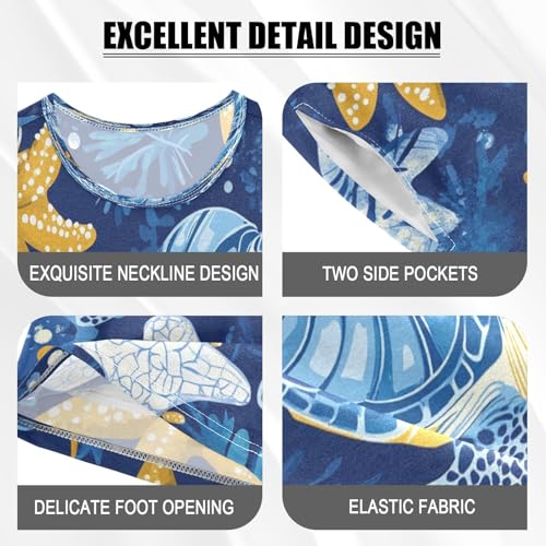 Pajama Sets Short Sleeve Ocean Life Sea Creatures Turtle Soft Cotton Summer Sleepwear 2 Piece PJS Size 5-14T3