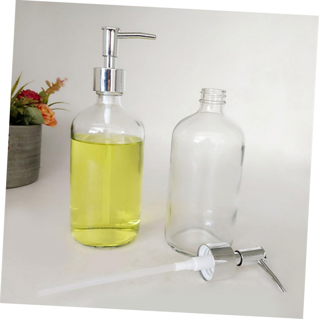 Cabilock 4 Piezas Contenedor De Loción Botella De Loción Portalápices para El Aula Contenedor De Artículos De Tocador Dispensador De Jabon Champú Botella De Vidrio