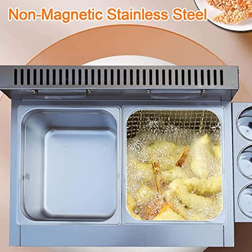 Edelstahl Fritteuse,6L/12L Gas Fritteuse, Edelstahl Fett Friteuse mit abnehmbarem Korb, Chip Friteusen einstellbare Feuerkraft für zu Hause und gewerblich,6L+6L+6L – Bild 6