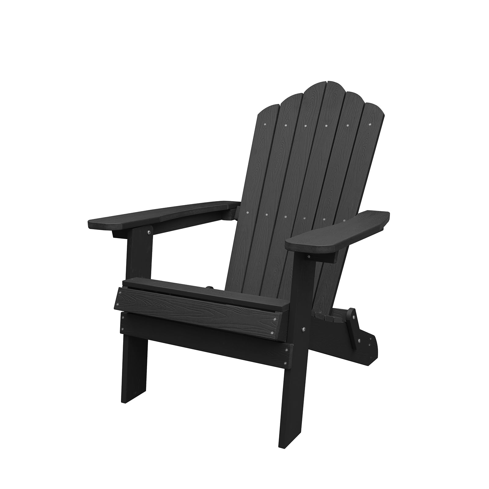 GOPLUS Silla Adirondack Plegable, Silla Exterior de HDPE con Respaldo Inclinado Ergonómico y Reposabrazos Anchos, Asiento Resistente a la Intemperie Carga 180 kg para Jardín Terraza Balcón (Negro)