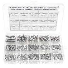 Metric M2.2 M2.6 M2.9 M3.5 M4.2 304 Stainless Steel Phillips Pan Head Self-Tapping Screws Assortment Kit