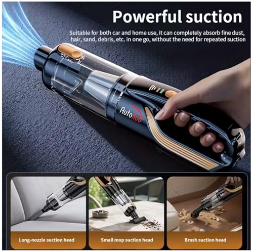 Image of Auto Hub 3-in-1 Cordless Car Vacuum Cleaner | 18000Pa Suction | 100W Brushless Motor |6000mAh Battery | Blower, Vacuum and Inflate | Washable HEPA Filter | Car, Home and Office Use