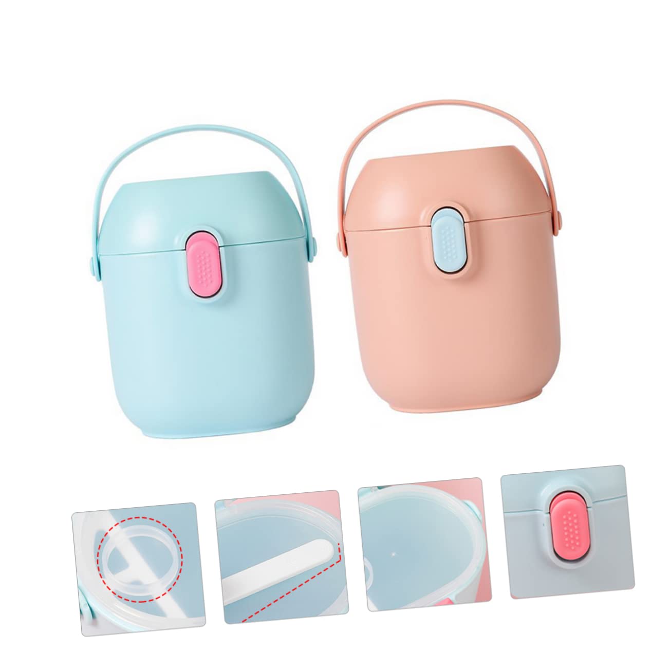 ULDIGI 2-Set Milk Dispenser Box with Spoon Dried Milk Container Formula Holder TPE Pp Material Portable Storage Box