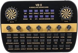 ABBNIA Tarjeta de Sonido en Vivo con Mezclador de Audio Inteligente y Volumen Ajustable para computadora y PC.