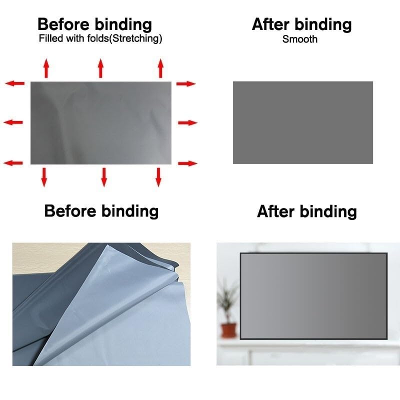 Pantalla de proyector, Pantalla de proyector Reflectante Que Mejora el Brillo Tela Tela Portátil(84 Inch)