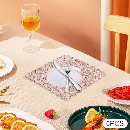 Juego de 6 Platos Cuadrados Rosados 12" miniatura 7