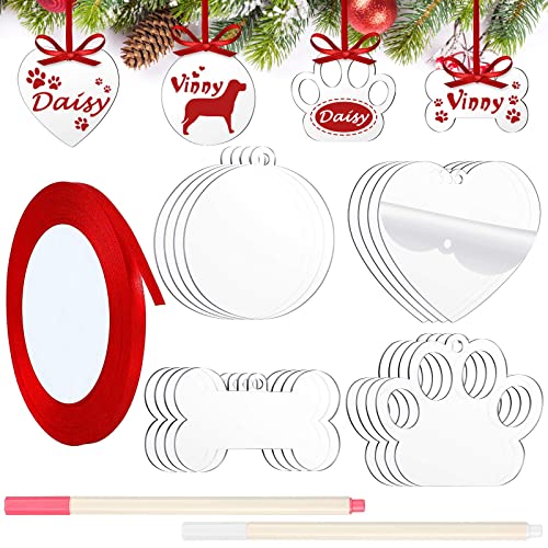 19 Pieces Christmas Acrylic Ornaments Blank Dog Paw Bone Ornaments Round Disc Heart Hanging Ornament DIY Stocking Name Tag Acrylic Ornament with Paint Pen and Ribbon for Christmas Crafts (Clear) 19 Pieces Christmas Acrylic Ornaments Blank Dog Paw Bone Ornaments Round Disc Heart Hanging Ornament DIY Stocking Name Tag Acrylic Ornament with Paint Pen and Ribbon for Christmas Crafts (Clear)