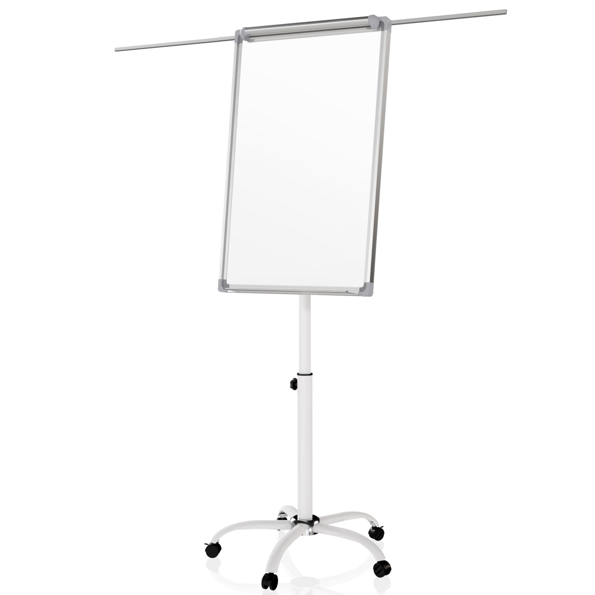Jago® Lavagna a Fogli Mobili - con Ruote, 60 x 90 cm, Altezza Regolabile, 2 Bracci Estensibili, con Pennarelli, Magneti, Spugna - Lavagna Portablocco, Flipchart, Bacheca Magnetica