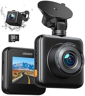 iZEEKER Dash Cam Front and Rear with SD Card 1080P Full HD Car Camera, Dual Dash Camera for Cars with Accident Recording, Parking Monitor, Night Vision, WDR