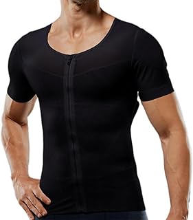 Jeputane Gynecomastia Infrared Compression T-Shirt, Gynecomastia Compression Shirts for Men, Mens Compression Shirt with Zipper