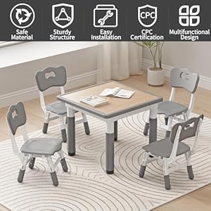 Kids table and chairs height adjustable childrens table and chair set kids tables for age 2 8 graffiti desktop table for kids with 2 seats small kids table max 300lbs  urban country home decor