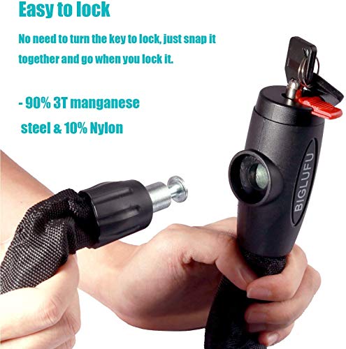 YIHATA Bike Lock Chain 11mm Heavy Duty Bicycle Chain Lock Motorcycle Lock (3.3ft/100cm Chain Lock) - Thumbnail 5