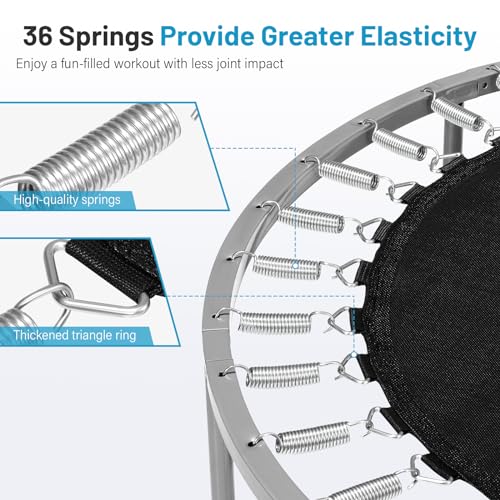 Image of Lyromix 40 inch / 48 inch Rebounder Trampoline for Adults with Adjustable Bar, Mini Fitness Trampoline for Adults and Kids, Small Exercise Trampoline with Handle for Indoor Outdoor Workout