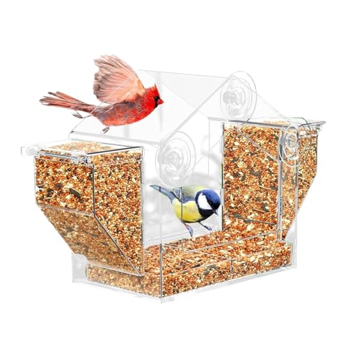 Window Bird Feeders - Clear Zuignap Finch Feeding Box | Eekhoorn Proof Acryl Vogelvoeder - voor Finch Tuin Buiten Bekijken Terras Kijken