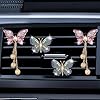 4 Pcs Bling Butterfly Air Vent Clips, Crystal Butterfly Pandent Car Air Fresheners Vent Clips Car Diffuser Vent Clip Diamond Cars Decoration Cute Interior Decor Bling Cars Accessories for Women #3