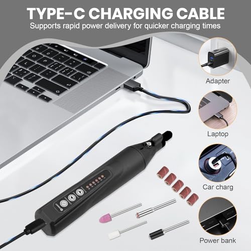 HARDELL 4V Akku Multifunktionswerkzeug Kit, 18000 RPM 6-Gang Rotationswerkzeug, 2000mAh Wiederaufladbarer Akku, 35 Stück Zubehör für Schleifen, Gravieren, Schleifen und kleine Heimprojekte(Schwarz)