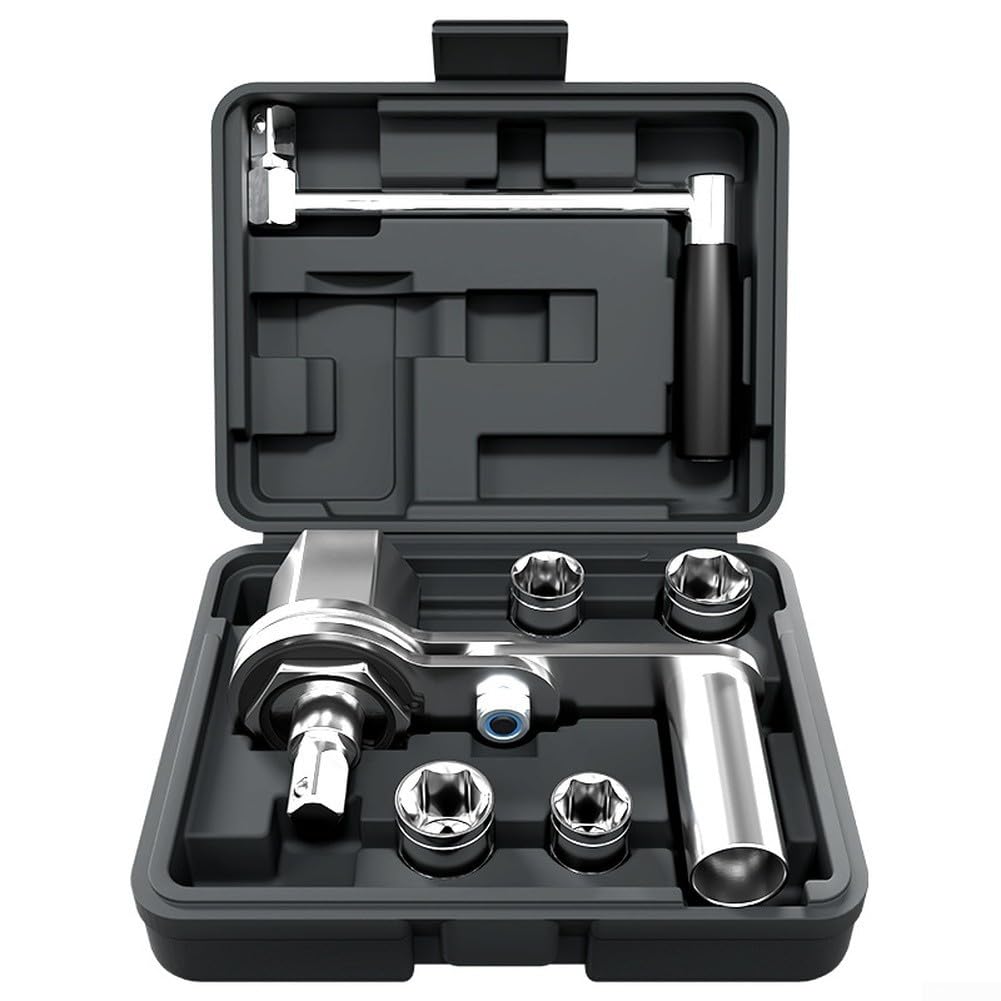 Set di chiavi a bussola per rimozione dadi da 17 19 21 22 mm strumento di cambio pneumatici per ruote auto facile smontaggio design compatto portatile ad alta resistenza acciaio 45 nero