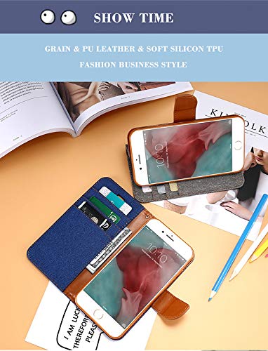 Image of ClickCase Canvas Series for Samsung Galaxy S24 FE 5G Cloth & Pu Leather Wallet Flip Case Kick Stand Magnetic Closure Flip Cover for Samsung Galaxy S24 FE 5G (Blue)