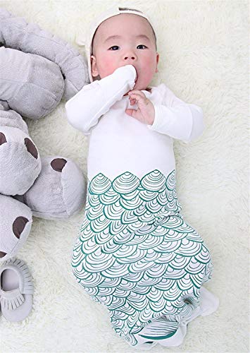 image for Mrotrida Newborn Swaddle Blanket Cute Baby Onesies Long Sleeves Mermai