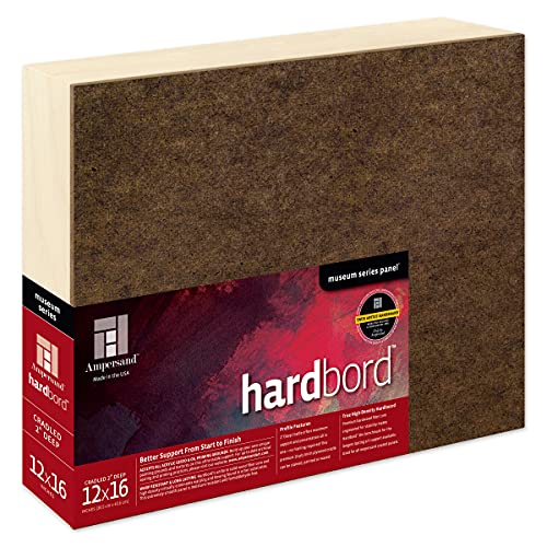 Image of Ampersand Art Supply Hardboard Wood Painting Panel: Museum Series Hardbord, 12 inch x 16 inch, 2 Inch Cradled Profile