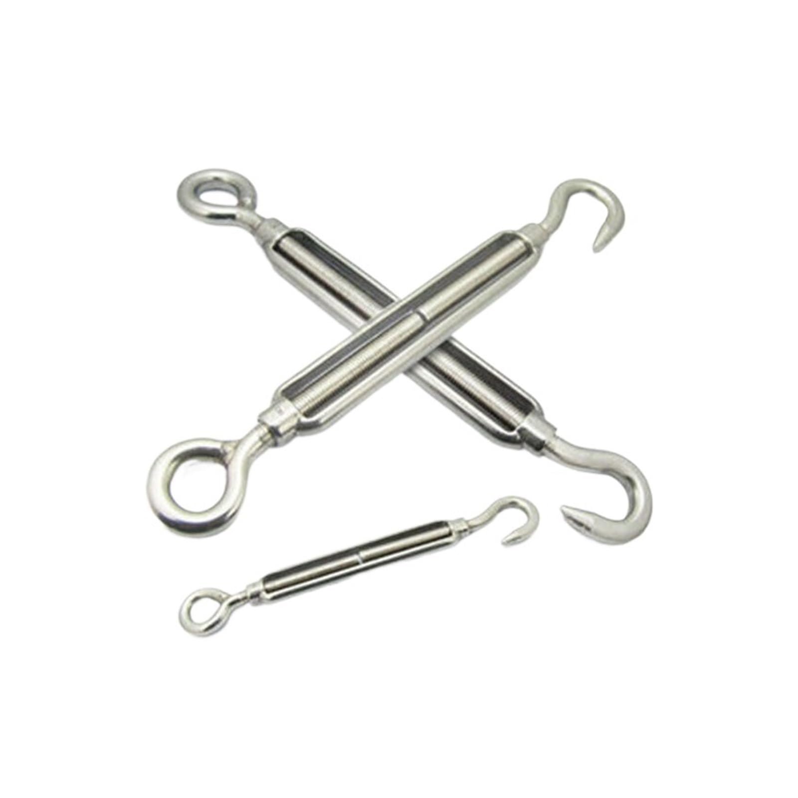 YDHSIKK Turnbuckle Wire Tensioner, 304 Stainless Steel Open Closed Body Turnbuckle Boat Hook Eye Wire Rope Tension M4-M20 1 Pcs(Open Body,M10)