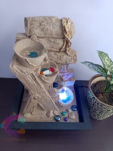 Image of Decorative Water Fountain for Home Decor, Office, Indoor & Outdoor, Garden, Puja Room, Vaastu, Reception, Spa, Gifting. (C-012 Yellow Stone)