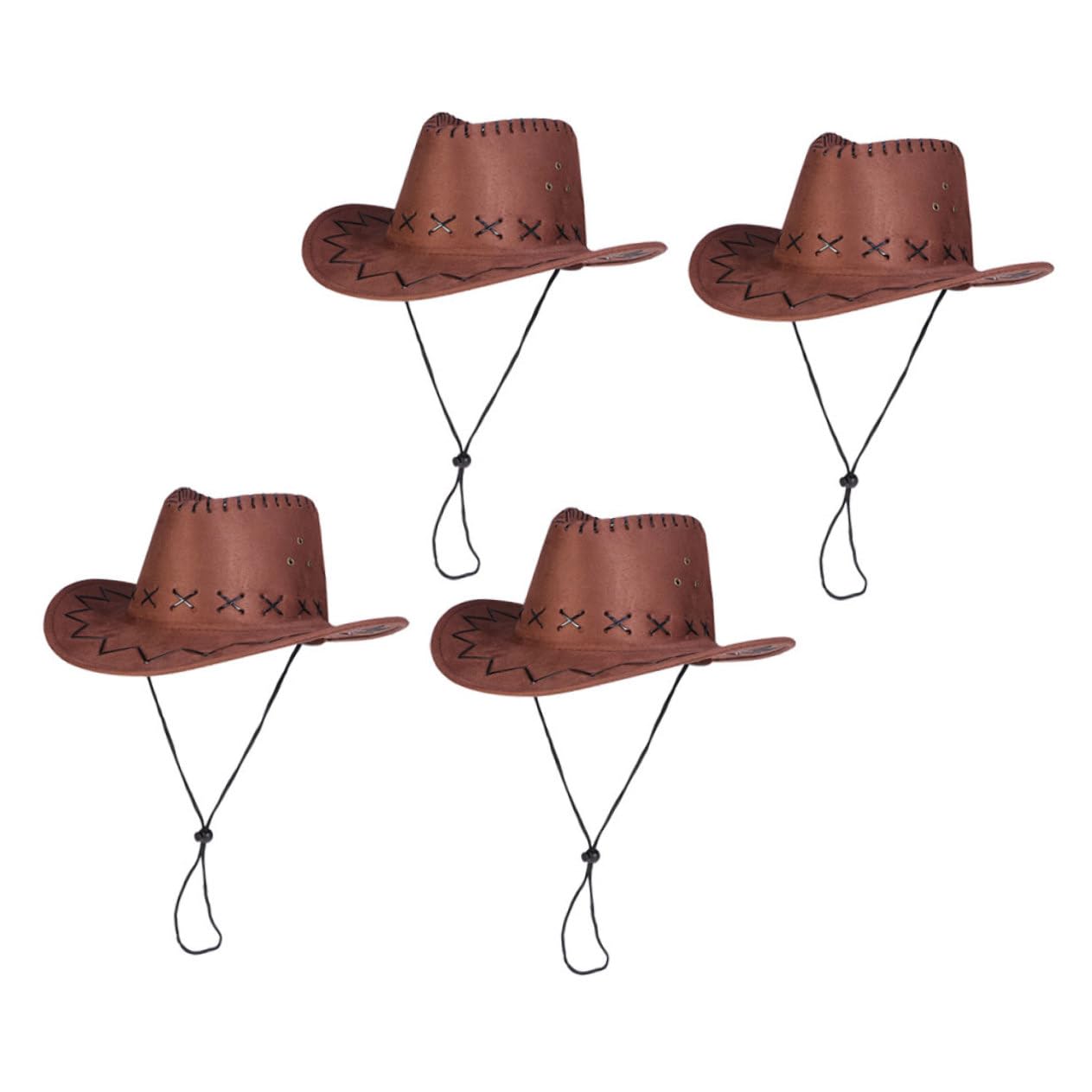 VICASKY Set of 4 Boys and Girls Cowboy Hats Comfortable Wide Brim Western String for Parties and Play