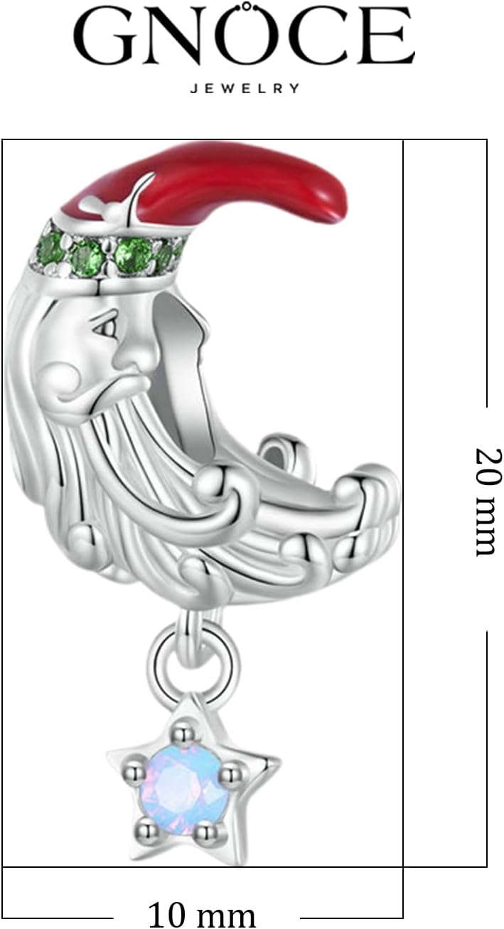 GNOCE Moonlight Santa Claus Charm Sterling Silver Bead Christmas Charm Fit Bracelet/Necklace for Women Wife/Jewelry Gift - Image 7