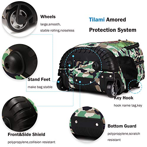 Tilami Rolling Backpack 19 inch Wheeled Cute LAPTOP Boys Girls Travel School Student Trip - Image 7