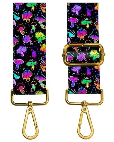 Image of Purse Strap Replacement Crossbody 2 inch Wide Shoulder Strap, Cute Handbag Strap Bag Strap Replacement Belts Adjustable Luxury Black Mushrooms