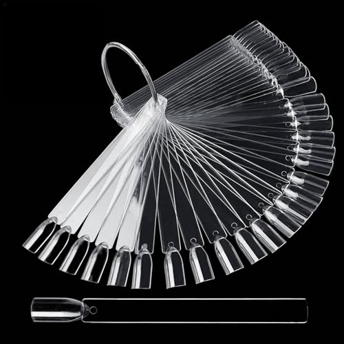 Henyall 50Pcs Clear Nail Swatch Sticks Nail Polish Swatch Stick for Nail Art Design Professional Practice Nail Tips & Samples Nail Art Display Tools for Nail Tech Essentials & Nail Salon (Square)