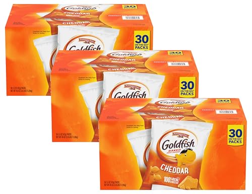 Image of Pepperidge Farm Goldfish Cheddar Crackers, 1.5 oz. Snack Packs, 30 Count (Pack of 3)