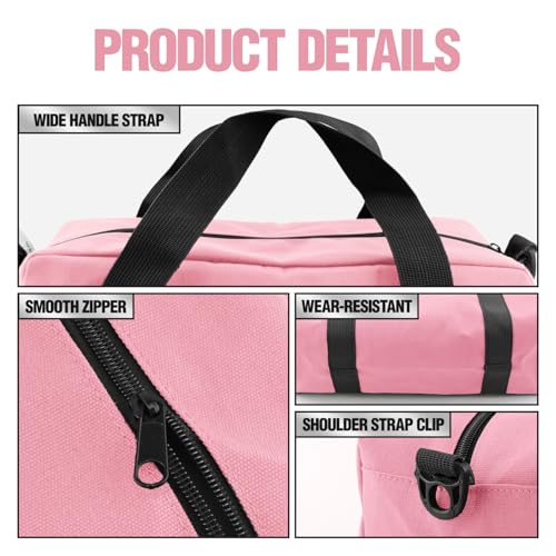 Image of Small Tool Bag, Canvas Tool Storage Bag, Large Capacity Multipurpose Zipper Soft Tote Organizer Pouch for Electrician, Plumbing, Gardening,Tools Bags for Men (Pink, 12 Inch)